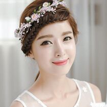 Hand-woven twist braid fake bangs oblique bangs wig fish bone braid bride plate hair bangs wig female