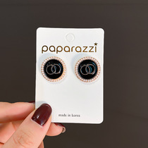 925 Silver Needle Korea East Gate Simple Pearl Double Hoop Earrings 2021 New Earrings Vintage Black Earrings