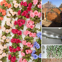 Rose flower simulation plastic fake flower beautify air conditioning gas pipeline block decoration winding rattan vine wedding arrangement