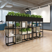 Nordic iron wood partition shelves cafeteriasRestaurant office screen fencesGreen floral mesh red decorative frame