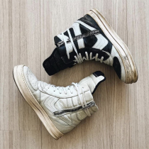 Autonomous RO dunk doing old washed high bunch shoes Yuan-year retro Vibe wind side zipped lace with thick bottom sneakers