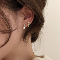 South Korea with the same retro temperament zircon pearl earrings female design sense personality earrings 925