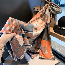 Super recommended retro temperament winter cashmere warm carriage scarf Lady thickened double-sided double Joker shawl scarf