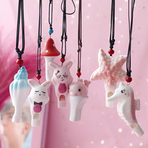 Childrens cartoon whistle toy kindergarten pupils prizes ceramic harmonica Whistle Baby necklace pendant pendant