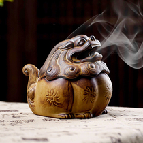 Pan incense burner creative golden toad smoked aromatherapy Zen agarwood incense pan incense stove tea table household ceramic sandalwood ornaments