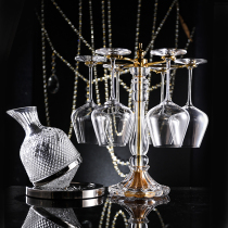 Luxury net red crystal tall cup tumbler rotating top decanter red wine cup holder set home