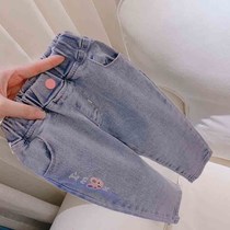 Girls jeans 2021 new spring and autumn female baby Korean jeans small children foreign trousers children pants