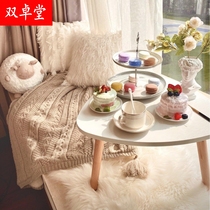Simple solid wood floating window table Japanese tatami balcony coffee table Nordic small table Kang table bedroom carpet Round Table