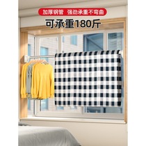 Non-perforated telescopic rod Curtain rod Wardrobe clothesline rod Bathroom toilet rack Shower curtain rod Balcony support