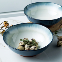 Gradual green Japanese ramen bowl retro 8-inch como ceramic soup bowl everyone eats beef noodles