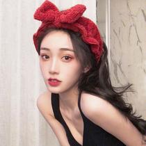 Korean cute hair band female face washing hair hair hair make-up mask tied hair tied headgear Net red simple headband hairband