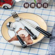 Stainless steel Cartoon Creative Cat Claw chopsticks spoon ceramic handle fork spoon chopsticks set student portable tableware