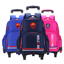 English version of children's hand-held bag with wheels for primary school students
