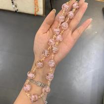 (bai old shop) pink and tender glazed beads necklace