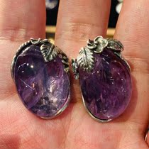 (bai year old shop) deposit Gold Amethyst old silver earrings do not return do not change
