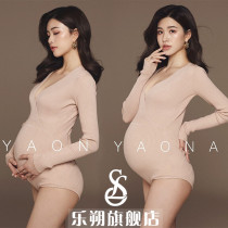 Photo studio pregnant woman Photo costume Sexy Slim knitted jumpsuit photo art photo dress pregnant woman photo at home