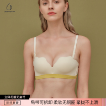  Summer strapless bra without steel ring underwear womens small chest gathered to collect sub-breast adjustment bandeau non-slip bra thin