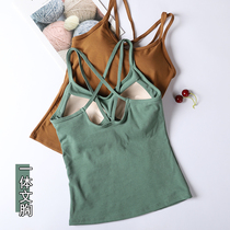 Harness Vest with chest cushion one-piece Breasted Beauty Back Pure Cotton Small Chest Comfort Beating in the bottom lap Anti-light lingerie Female