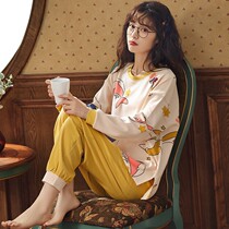 Pajamas women spring and autumn cotton long sleeves home clothing winter can wear large size cotton thin womens two-piece summer