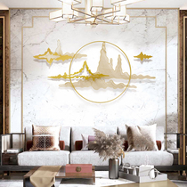 New Chinese bedside wall decoration Living room sofa background wall light luxury wall hanging bedroom wrought iron three-dimensional pendant decoration