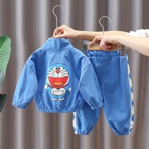 Male baby spring suit New 2021 spring Korean boy foreign style two-piece Children Spring and autumn trend thin
