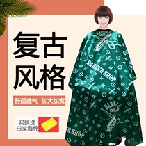 Vintage striped cloth net red oil head enlarged barber shop fence European and American hair hair salon hair apron