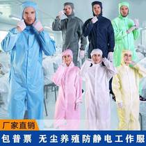 Dust-free clothing conjoined mens and womens work clothes anti-static spray paint special pocket split blue clean one-piece