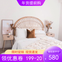 Indonesian rattan double headboard B & B hotel bed back decoration frame designer creative bed ins princess bed