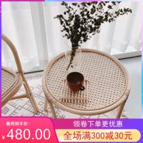 ins rattan table Japanese-style tatami storage tea table Korean-style art natural rattan balcony bay window small coffee table