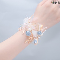 Wrist flower sister bride bridesmaid Group flower wrist flower bracelet flower blue champagne high-grade super fairy Korean style