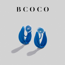 Autumn Winter Gentle Klein Blue Mosquito Coil Pan Ear Clip Woman No Earhole Small Crowd Design Feel Earrings 2021 New Wave