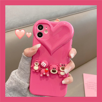 Suitable for Apple 11 phone case iphone12promax stereo pink bear xsmax lens all inclusive x xs cute xr silicone New 13 personality creative 7p 8pl