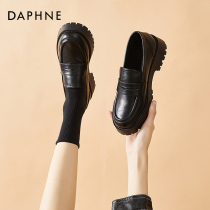 Daphne Thick Bottom Lefu Shoes Woman 2022 New Summer Black Inn Wind Small Leather Shoes Single Shoe Round Jk Women Shoes