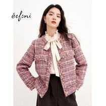 Evelyn Xiaoxiang wind coat womens 2022 autumn new pink temperament commuter tweed long-sleeved plaid coat