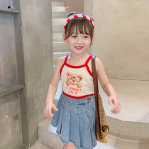Girls  camisole outside the female baby summer top Childrens summer sleeveless T-shirt thin cotton base coat