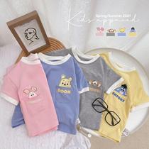 Childrens clothing 2021 summer new boy short sleeve T-shirt childrens round neck top girl Korean cartoon cute half sleeve T