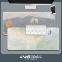 Mouse pad oversized office thickened lock edge scenery creative cute animation trumpet girl Home Office computer laptop home dormitory desktop desk cushion cushion non-slip thick summer