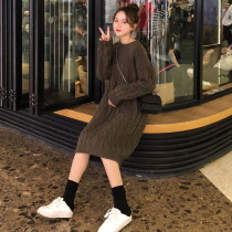Pregnant women autumn and winter clothing thick medium and long sweater skirt 2021 New Tide Mother Base Fashion Net red dress women