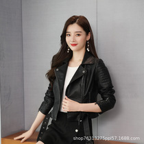 Tide cards 2022 Spring new womens fashion 100 hitch Temperament Leather Coat Short sashimi The Korean version real leather jacket