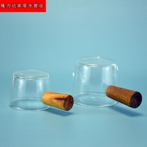 Mini Milk Jar wooden handle glass Milk Cup Japanese seasoned coffee milk cup Western food dipping dish milk jug single mouth high temperature