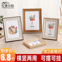 Creative Nordic personality photo frame setting 6 7diy8 inch wooden photo frame washing simple picture frame hanging wall customization