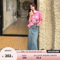 TEMPLER OF FAITH High waist A - word denim skirt summer new American style hip dress