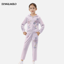 LYNNMILO Leinaro 2022 girls clothing suit bronzed and drilled flowers with cap foreign air sports children two sets