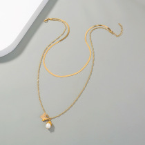 Japan and South Korea super fairy fashion Youhya multi-layer necklace handmade rice bead pendant metal butterfly temperament clavicle chain female