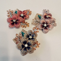 Factory shop hair accessories new crystal embroidery flowers retro Chinese style Hanfu hairpin comb FJ597