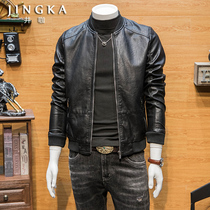 Spring and Autumn Leather Mens 2023 New Korean Style Trendy Handsome Baseball Collar Jacket Tide Brand Slim Motorcycle Leather Jacket