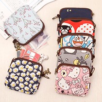 Coin purse female small wallet Mini cute Korean key storage money fabric canvas bag Student coin bag