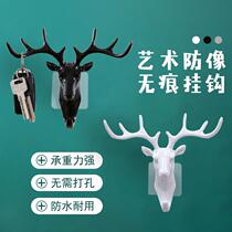 Elk coat rack clothes cartoon bedroom ornaments decorative wall decorations clothing hook corridor free perforated door antlers