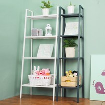 Living room shelf floor multi-level suitable for home bedroom bookshelf white trapezoidal storage rack iron storage shelf
