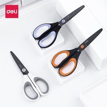 Del 6055 Teflon coating scissors alloy stainless steel office paper cutter art non-stick tape Kitchen home students medium size coating non-pointed round head scissors adult men